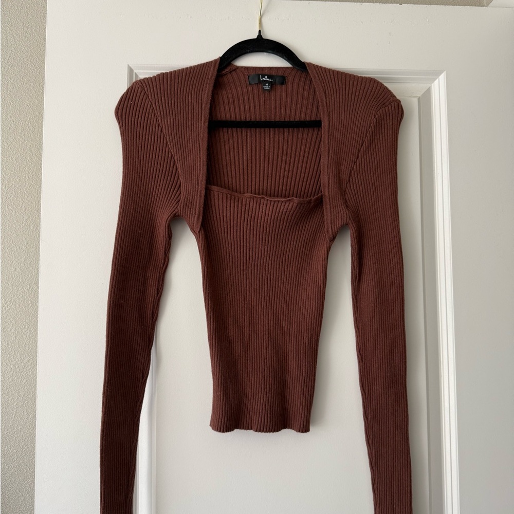 Donated: Brown Ribbed Long Sleeve Top - donating 5/7